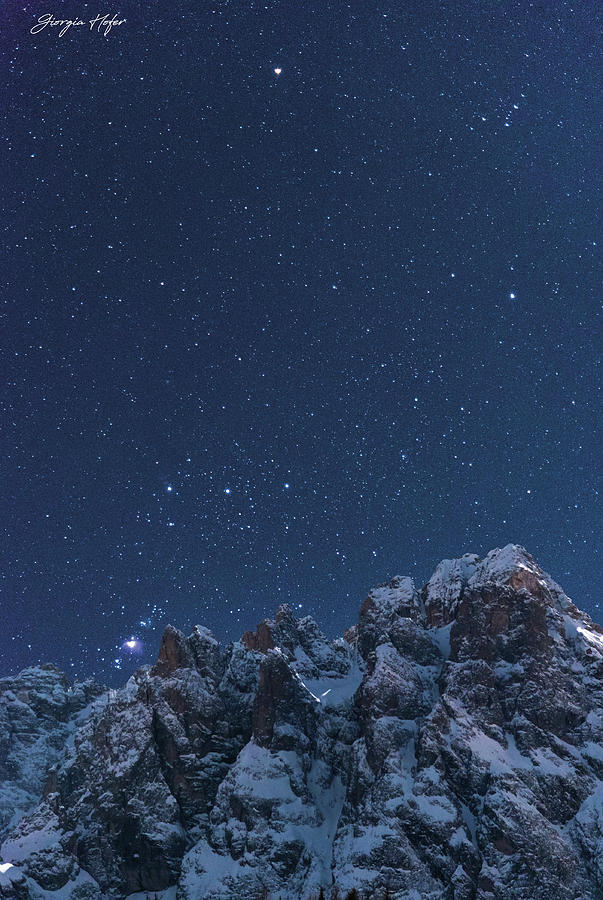 Winter Photograph - Orion and the rocks by Giorgia Hofer