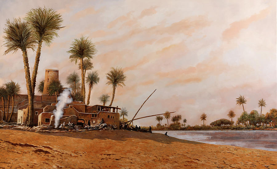 Desert Painting - Ormeggio Sul Nilo by Guido Borelli