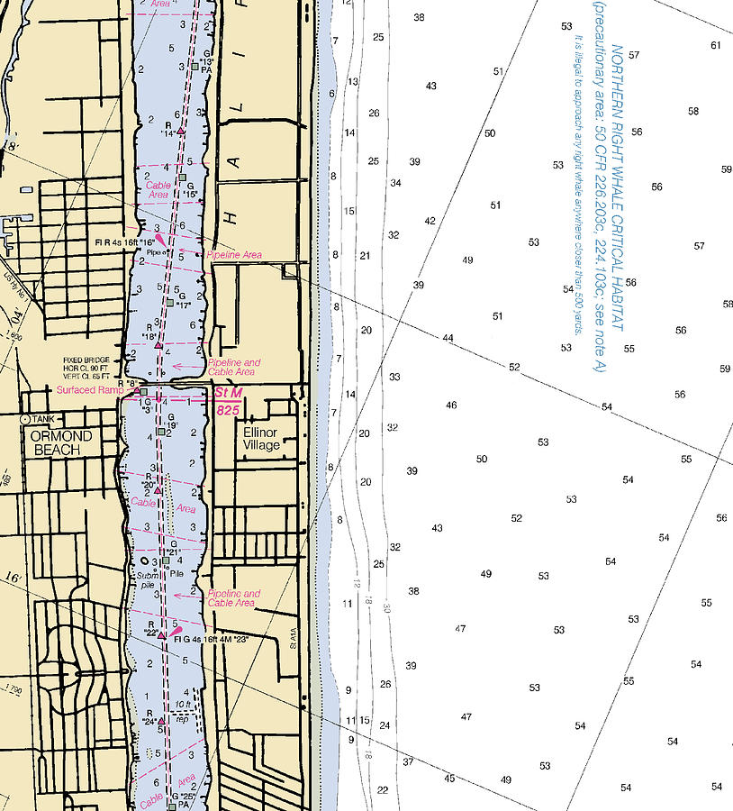 Ormond Beachflorida Nautical Chart Mixed Media by Bret Johnstad Fine