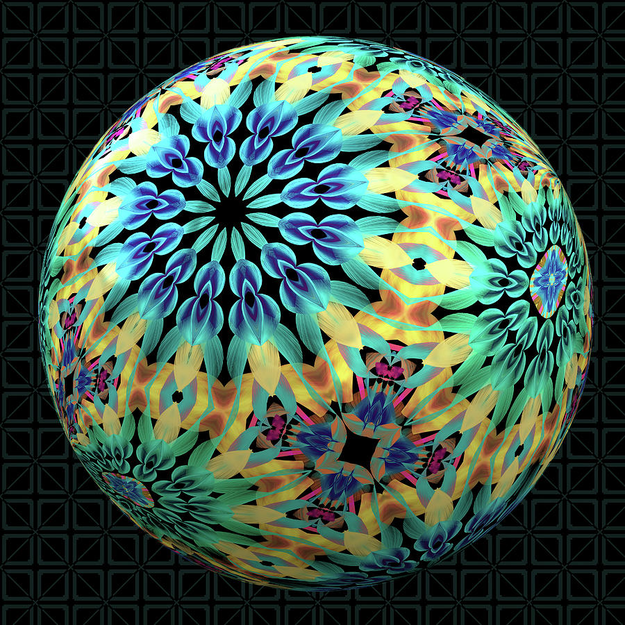 Ornamental Teal Globe Digital Art by Grace Iradian - Fine Art America