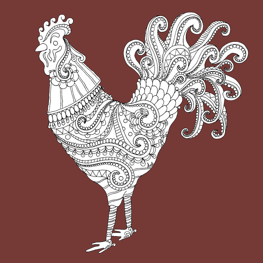 Rooster Mixed Media - Ornate Farm Viii by Andi Metz