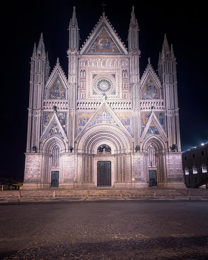 Orvieto Italy Cathedral Night Photograph by Joan Carroll