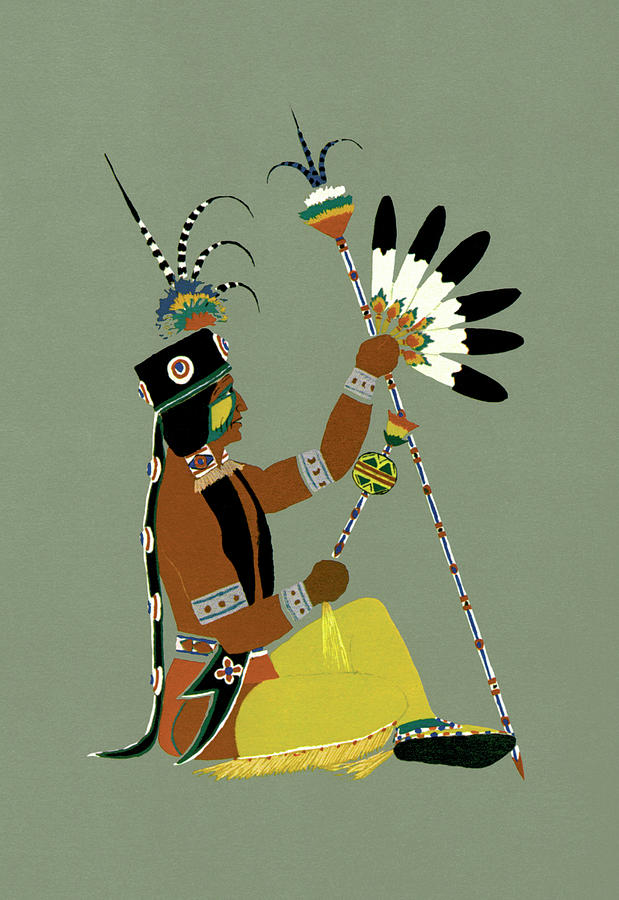 Osage Piote Man Painting by Kiowa