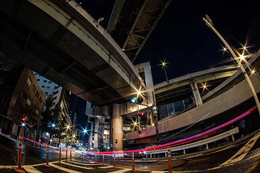Osaka Highway Intersection At Night Photograph by Sandro Bisaro