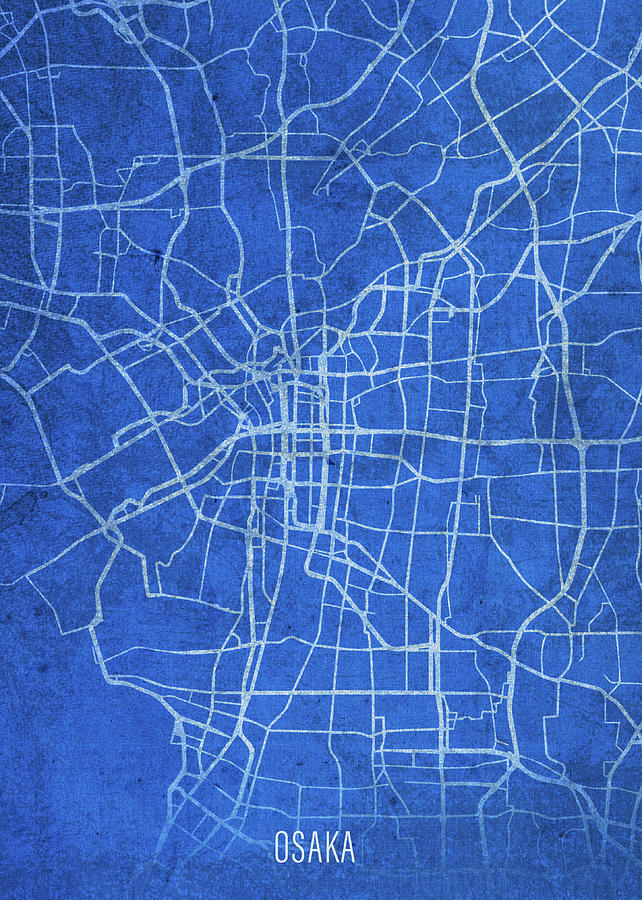 Osaka Japan City Street Map Blueprints Mixed Media by Design Turnpike ...