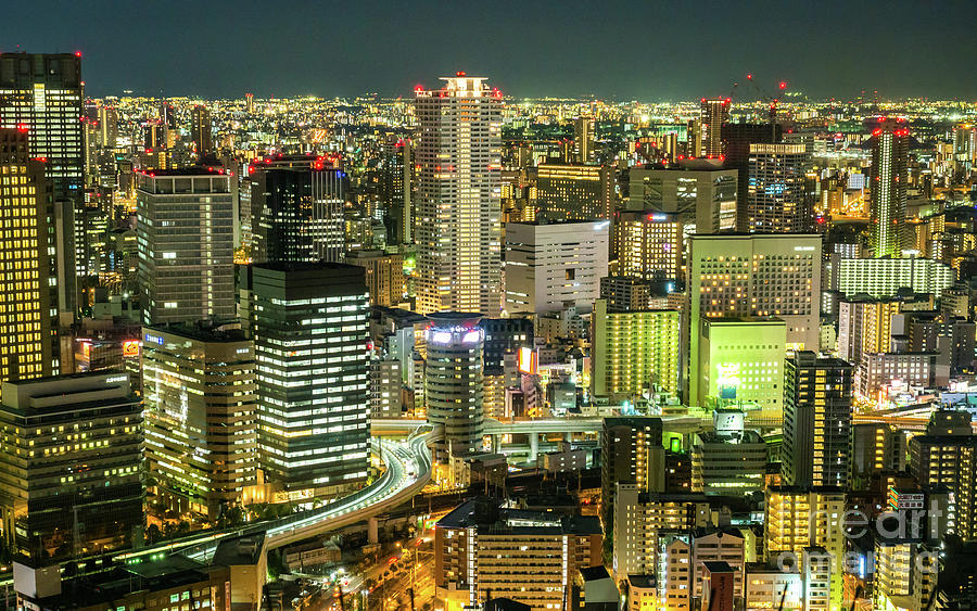Architecture Photograph - Osaka Skyline, Japan by Fototrav Print