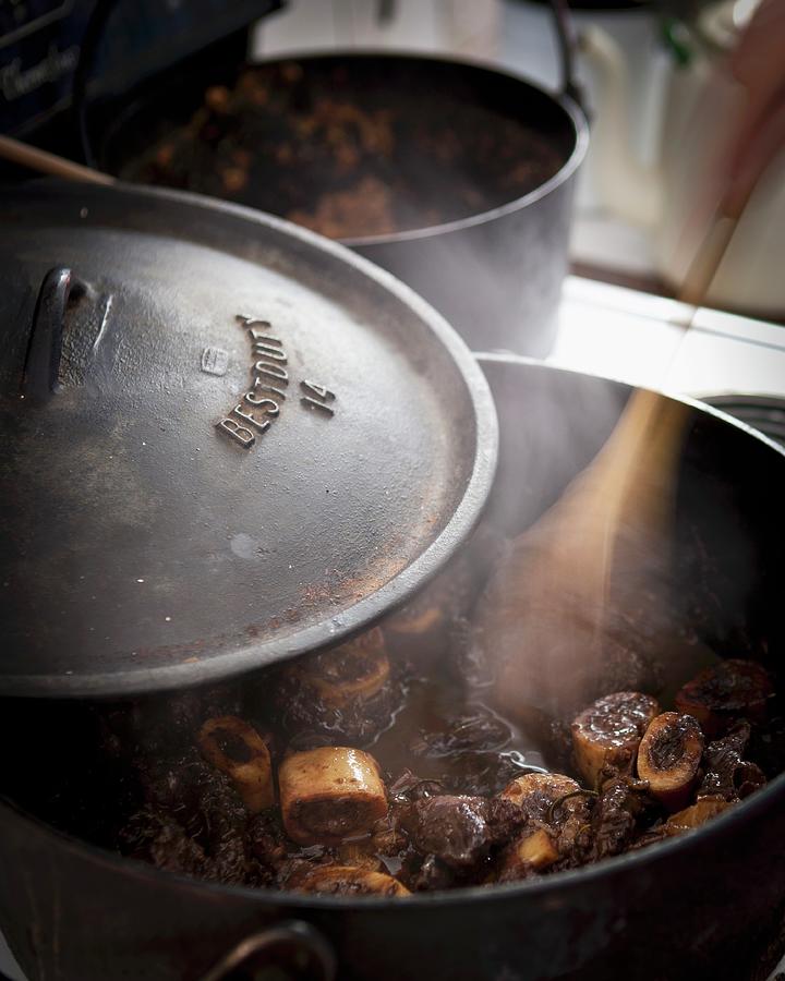 Ossobucco Being Braised In A Pot Photograph by Great Stock!