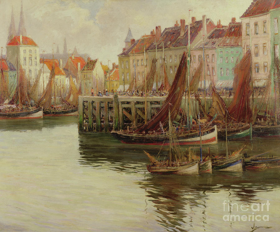 Ostend Harbor Painting by Willem Bataille