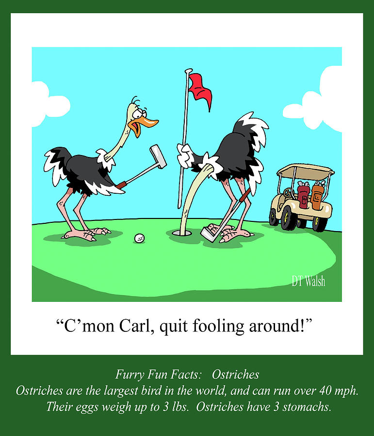 Golf Digital Art - Ostrich Golf by D. T. Walsh