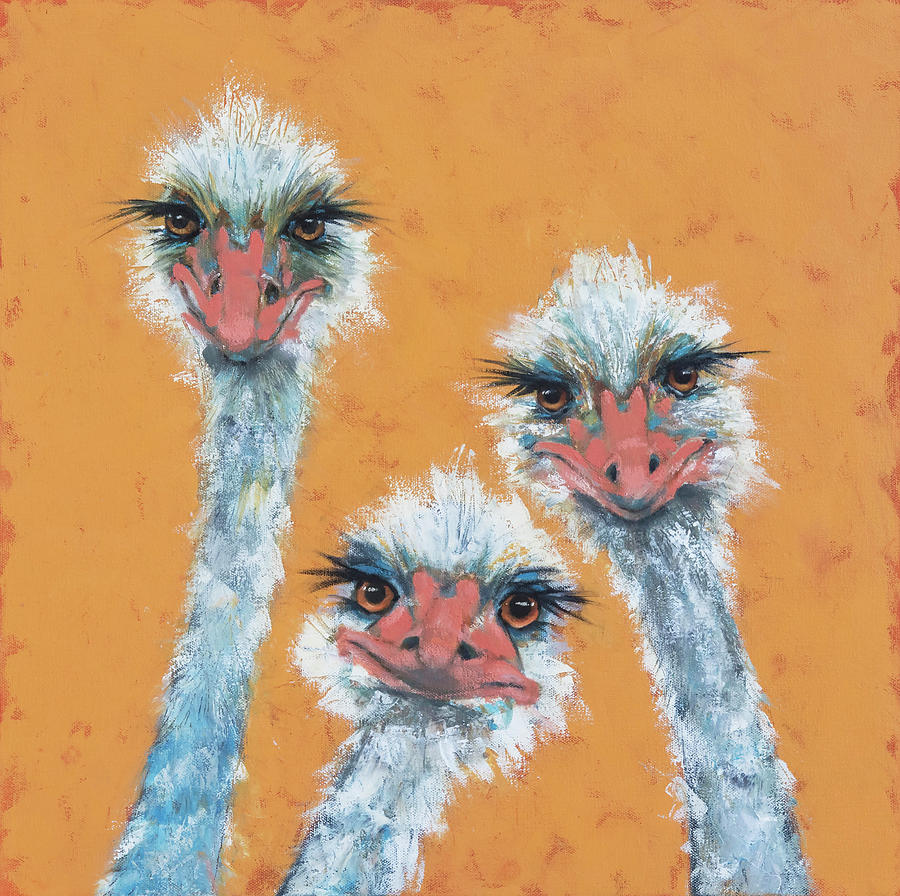 Ostrich Sisters Painting by Jani Freimann