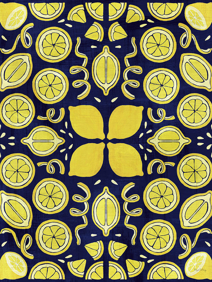 Fruit Painting - Otomi Lemon Navy Crop by Elyse Deneige