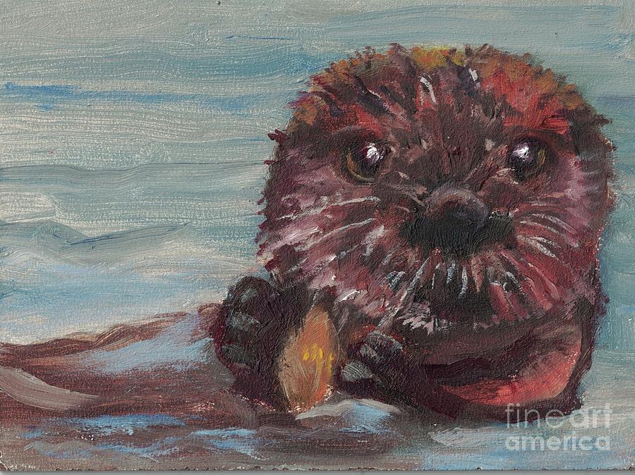 Otter Noms Painting by Jessmyne Stephenson