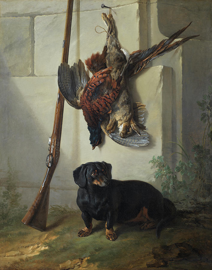 Oudry: Dachshund, 1740 Painting by Jean-baptiste Oudry