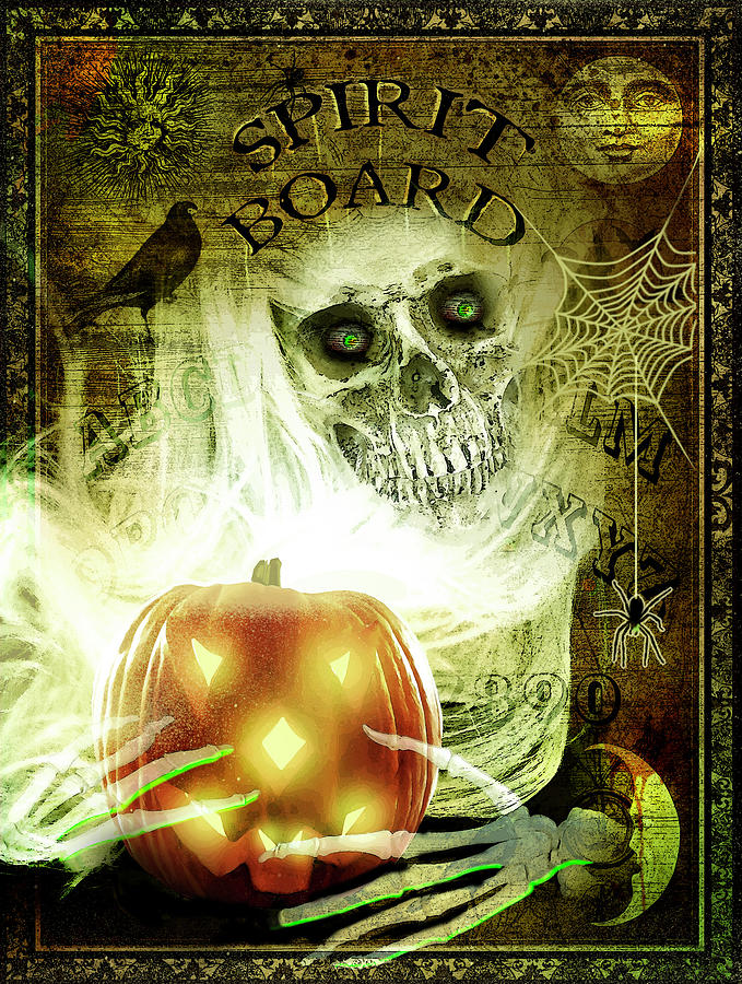 Bat Digital Art - Ouija Board: Pumpkin Grab by Ali Chris