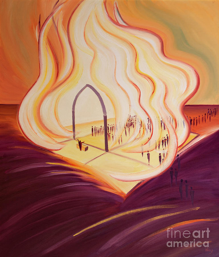 Our Catholic Churches Are Sacred Spaces Where Christs Divine Fire Is Offered To The Father At Mass Painting by Elizabeth Wang