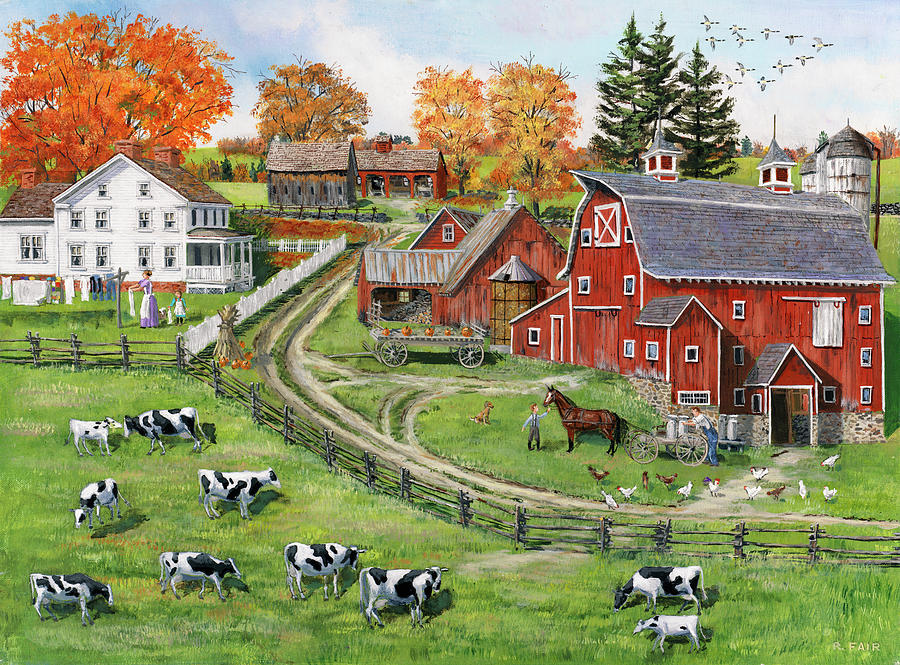 Our Dairy Farm Painting By Bob Fair