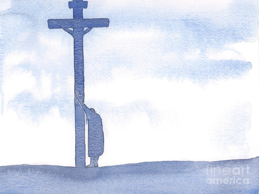 Our Sufferings Make It Hard To Pray We Can Simply Lean On The Cross, Close To Jesus Painting by Elizabeth Wang