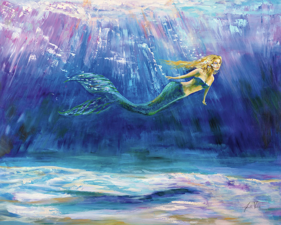 Mermaid Painting - Out For A Swim by Jeanette Vertentes