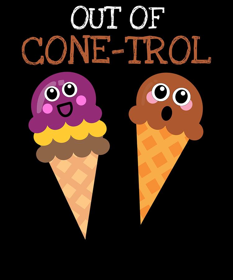 Cute Digital Art - Out Of Cone trol Cute Ice Cream Pun by DogBoo.