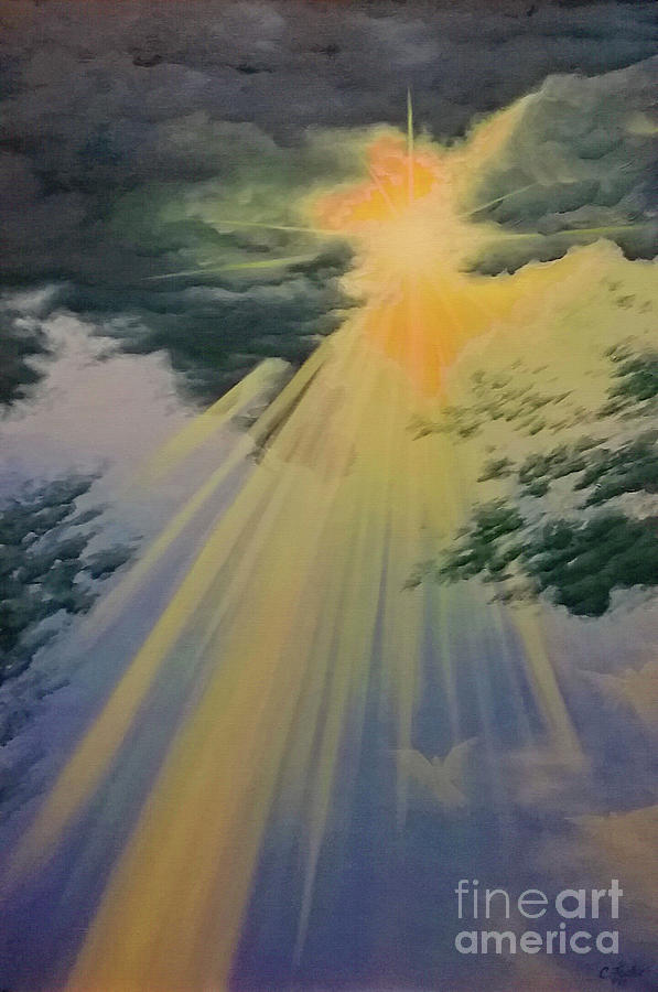 Out of Darkness HIS Light Shall Shine Painting by Cheryl Fecht
