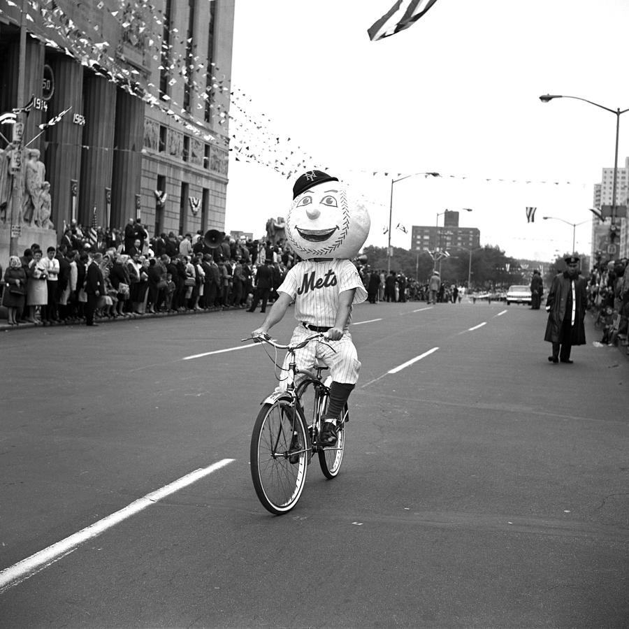 Bicycle Photograph - Out Of His Element, Mr. Met On A by New York Daily News Archive