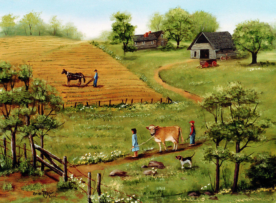 Cow Painting - Out To Pasture by Arie Reinhardt Taylor