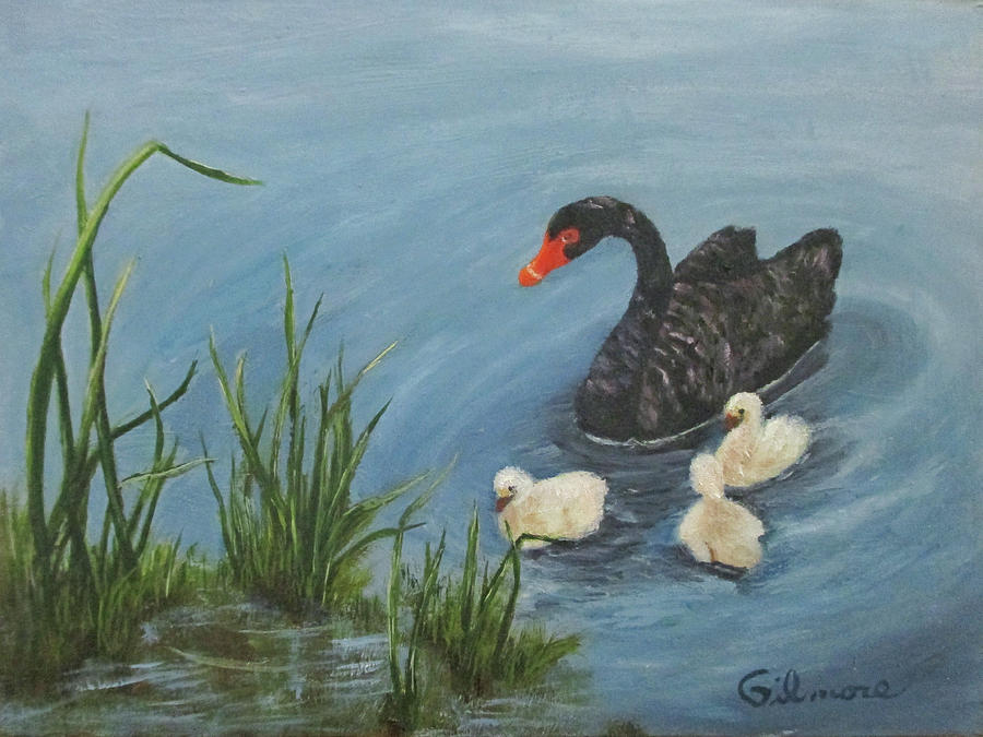 Paddling with Mum Painting by Roseann Gilmore