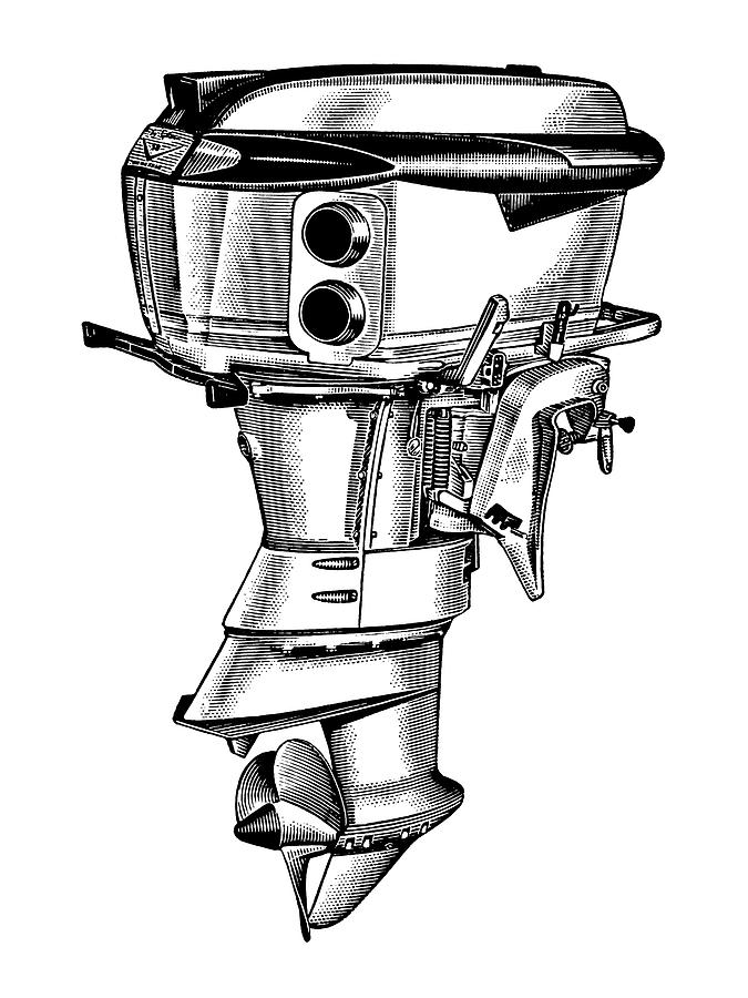 Outboard Motor Drawing by CSA Images - Fine Art America