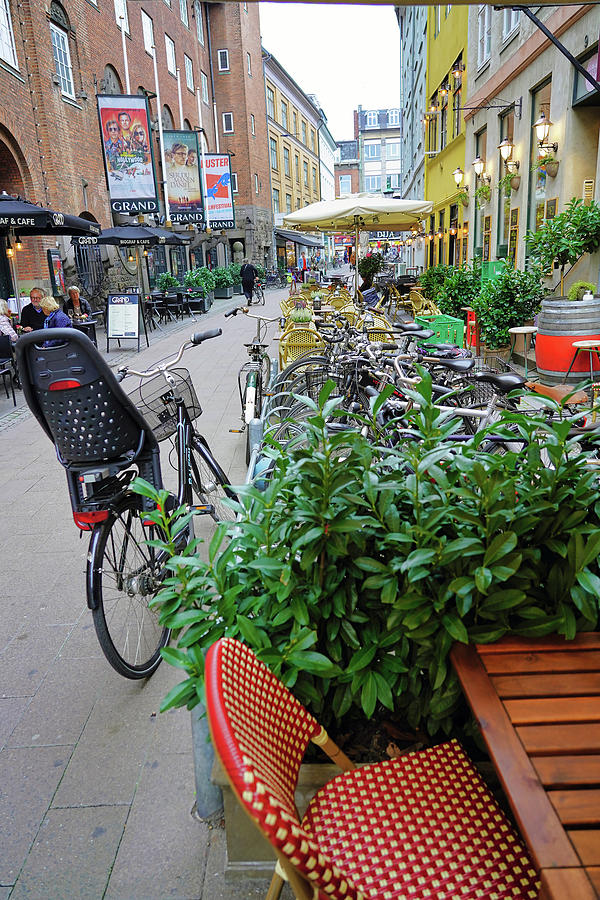 Outdoor Cafes And Bicycles In Copenhagen Denmark Photograph