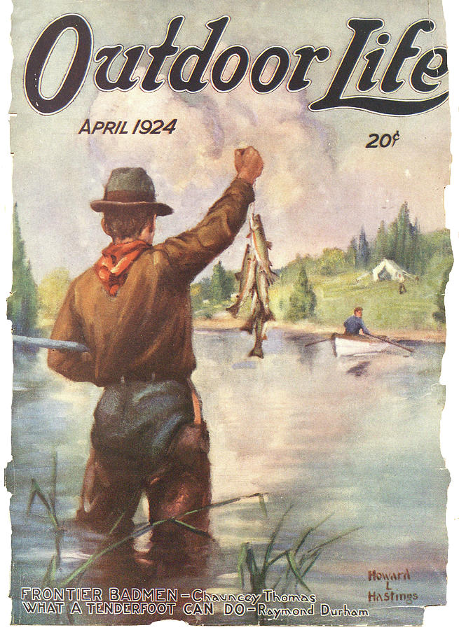Trout Painting - Outdoor Life Magazine Cover April 1924 by Outdoor Life