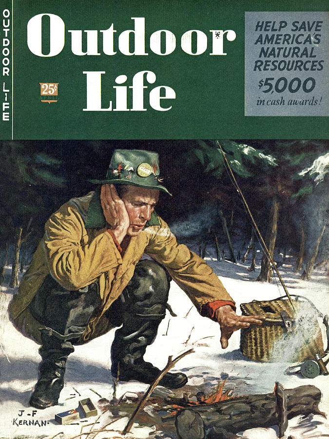 Winter Painting - Outdoor Life Magazine Cover April 1946 by Outdoor Life