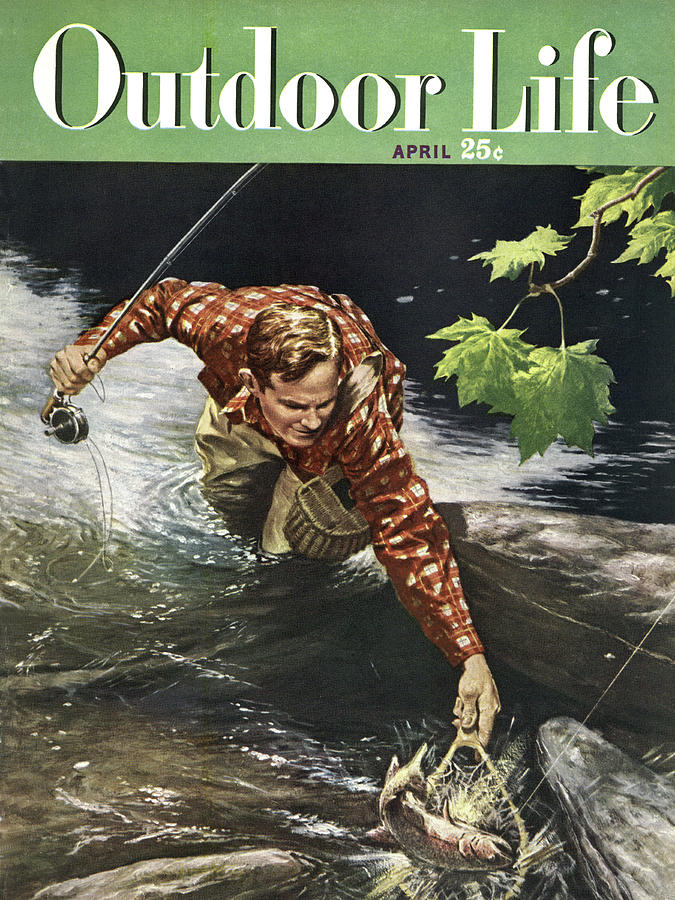 Man Drawing - Outdoor Life Magazine Cover April 1949 by Outdoor Life