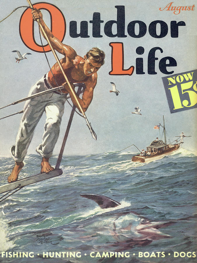 Swordfish Painting - Outdoor Life Magazine Cover August 1938 by Outdoor Life