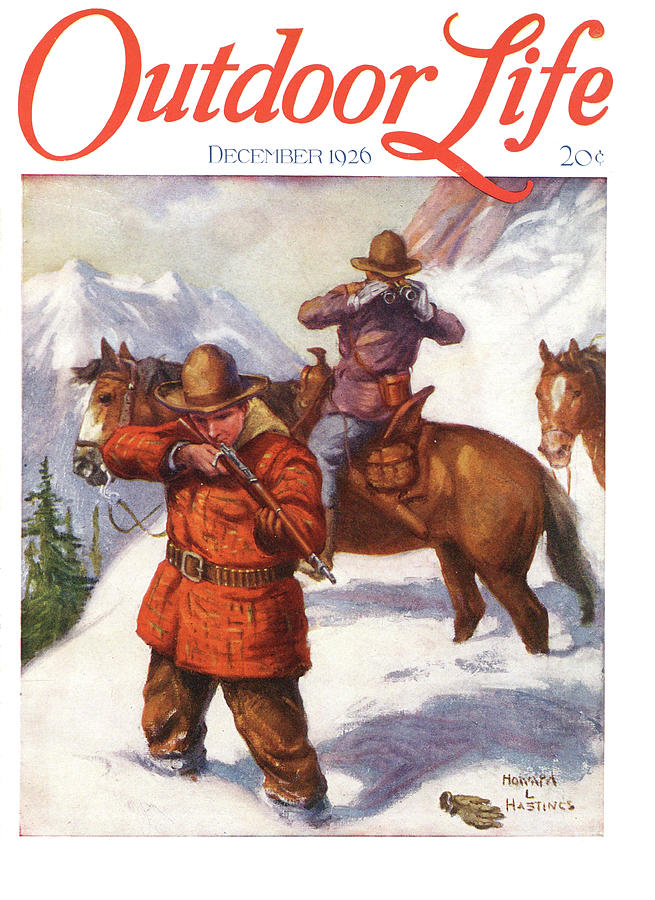 Mountain Drawing - Outdoor Life Magazine Cover December 1926 by Outdoor Life