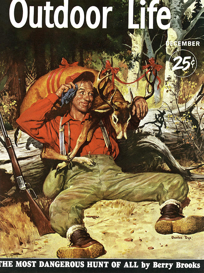 Deer Drawing - Outdoor Life Magazine Cover December 1951 by Outdoor Life