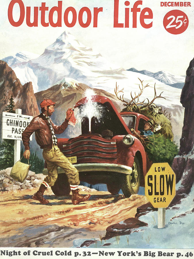 Christmas Drawing - Outdoor Life Magazine Cover December 1955 by Outdoor Life