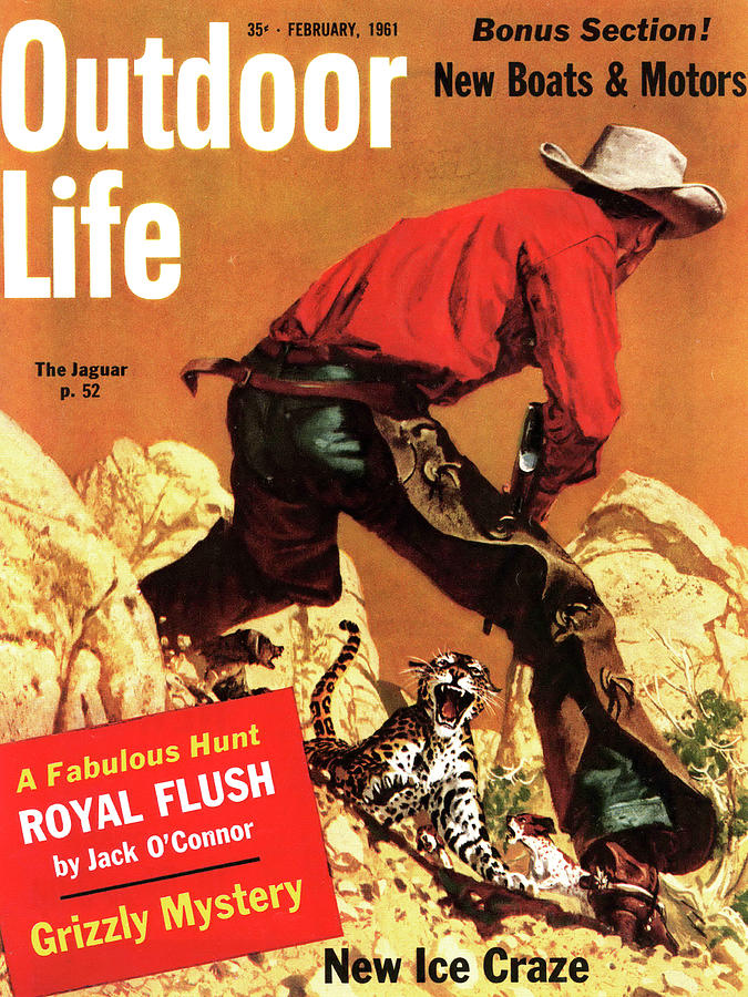 Mountain Drawing - Outdoor Life Magazine Cover February 1961 by Outdoor Life