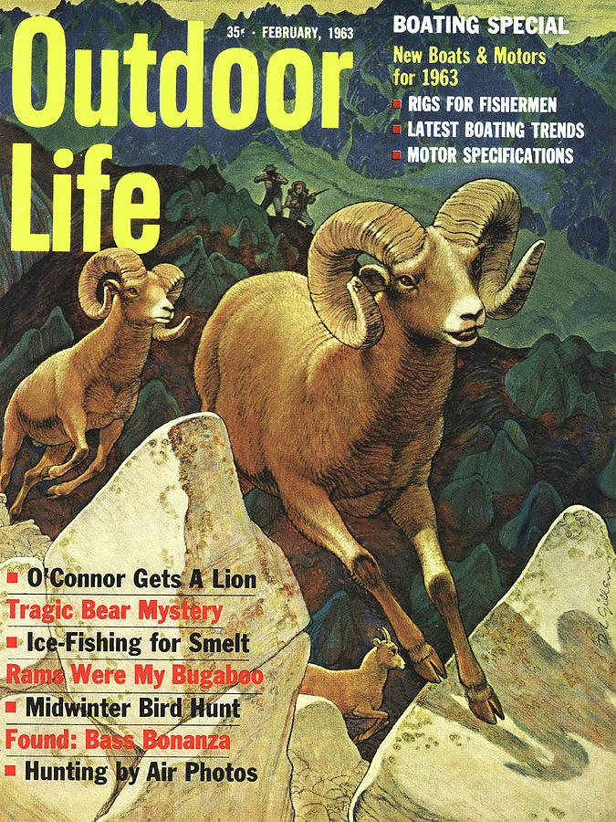 Mountain Drawing - Outdoor Life Magazine Cover February 1963 by Outdoor Life