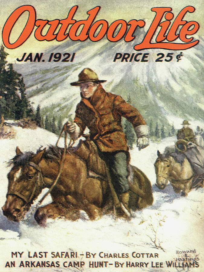 Horse Painting - Outdoor Life Magazine Cover January 1921 by Outdoor Life