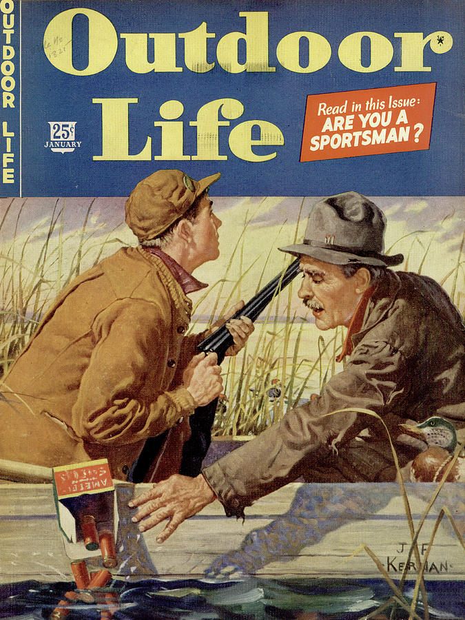 Boat Painting - Outdoor Life Magazine Cover January 1944 by Outdoor Life