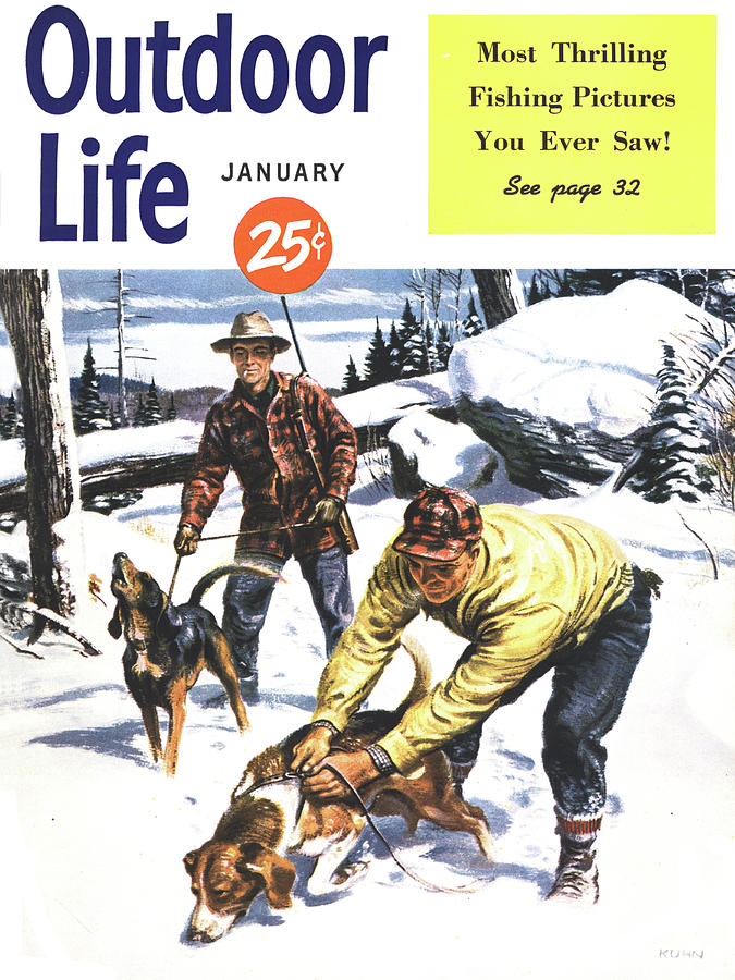 Winter Drawing - Outdoor Life Magazine Cover January 1951 by Outdoor Life