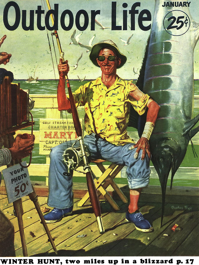 Marlin Fishing Drawing - Outdoor Life Magazine Cover January 1953 by Outdoor Life