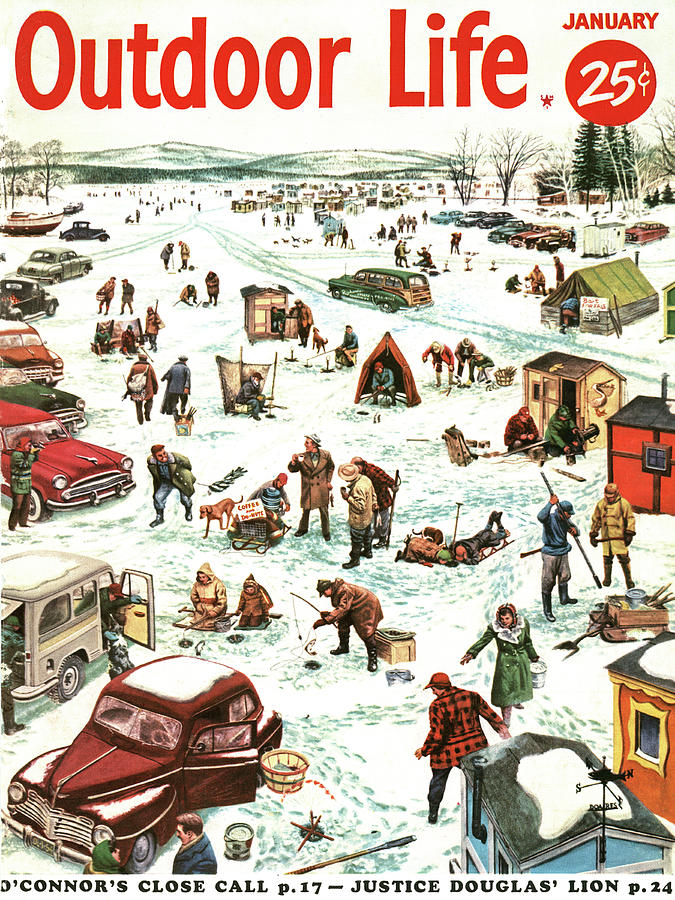 Winter Drawing - Outdoor Life Magazine Cover January 1954 by Outdoor Life