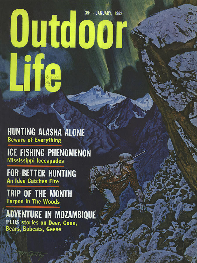 Mountain Drawing - Outdoor Life Magazine Cover January 1962 by Outdoor Life