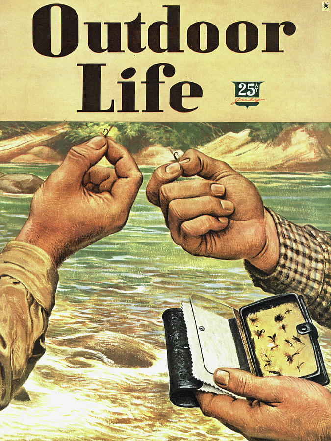 Hands Painting - Outdoor Life Magazine Cover July 1947 by Outdoor Life