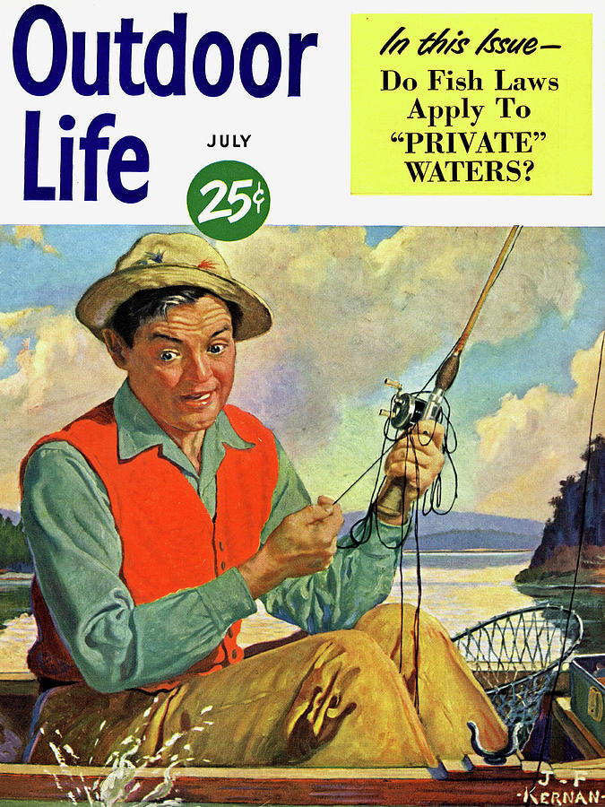Tree Drawing - Outdoor Life Magazine Cover July 1950 by Outdoor Life
