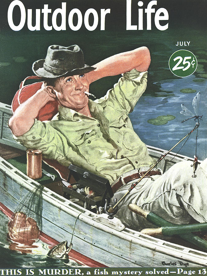 Fish Drawing - Outdoor Life Magazine Cover July 1951 by Outdoor Life