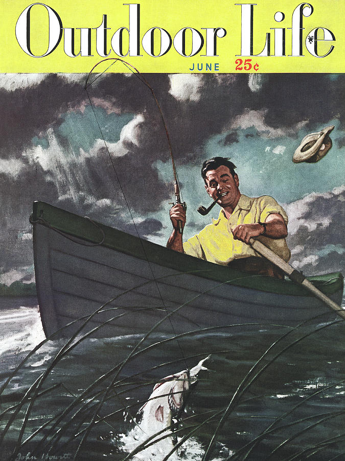 Fish Drawing - Outdoor Life Magazine Cover June 1949 by Outdoor Life
