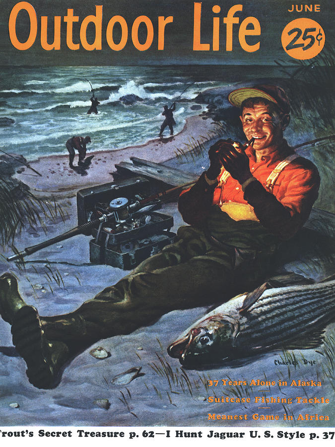 Beach Drawing - Outdoor Life Magazine Cover June 1956 by Outdoor Life