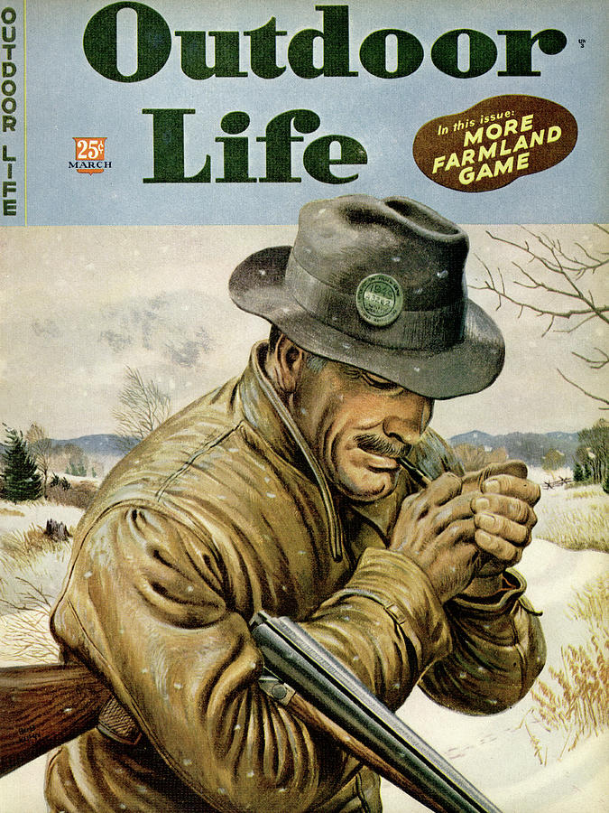 Winter Painting - Outdoor Life Magazine Cover March 1945 by Outdoor Life
